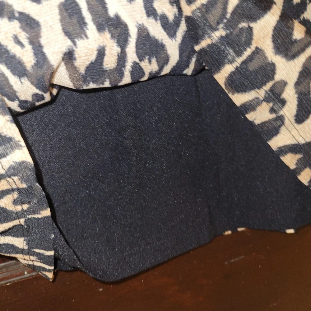 INC International Concepts Leopard Print Mesh Sleeves 3/4 Sleeve‎ Top Women M - Picture 9 of 10